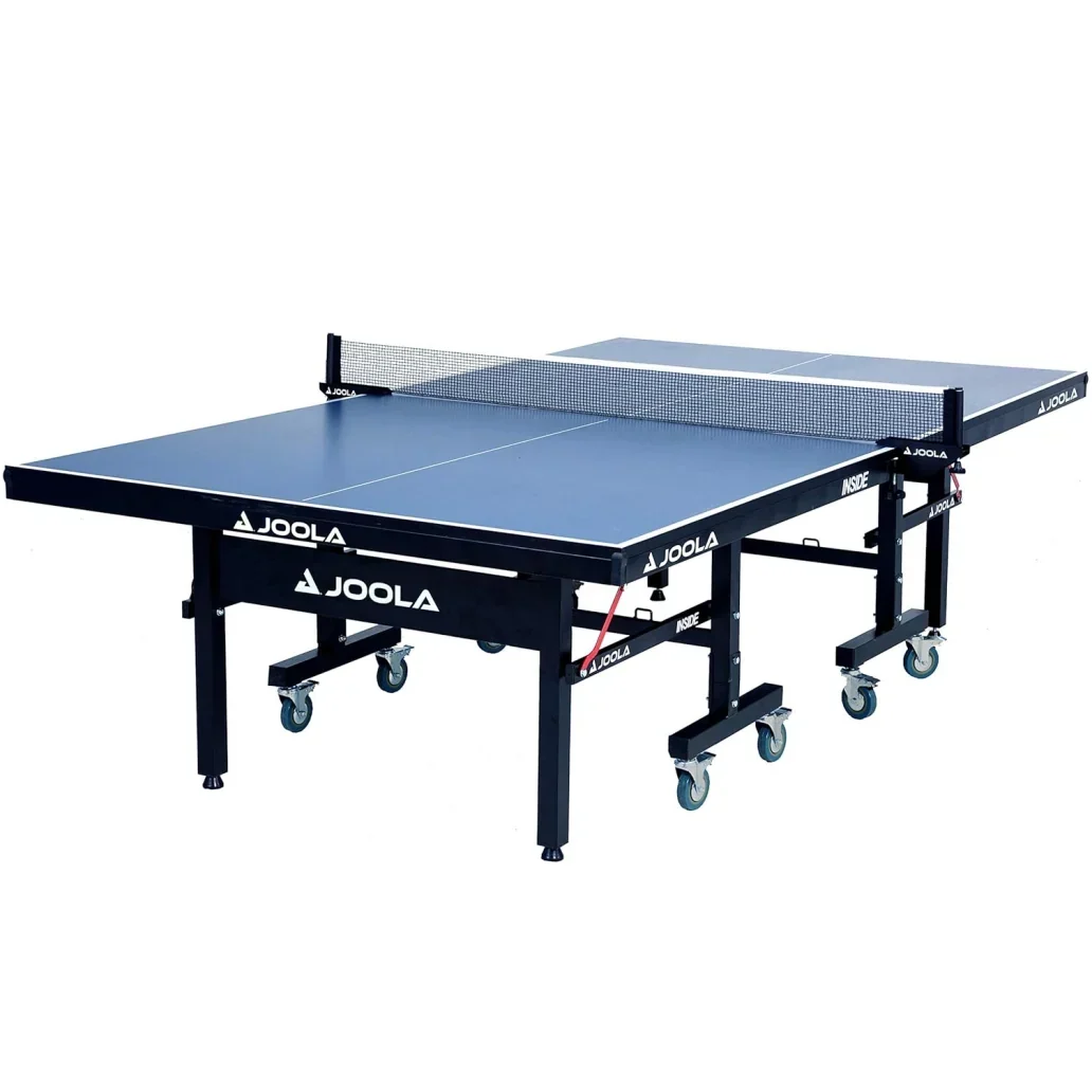 JOOLA Inside Professional MDF Indoor Ping Pong Table with Quick Clamp Table Tennis Net and Post Set - 10 Minute Easy Assembly - Tournament Quality - Foldable with Single Player Playback Mode